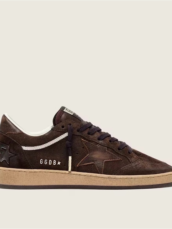 Golden Goose Shoes - Golden Goose Ball Stars Brown Suede Sneakers with Tan Sole